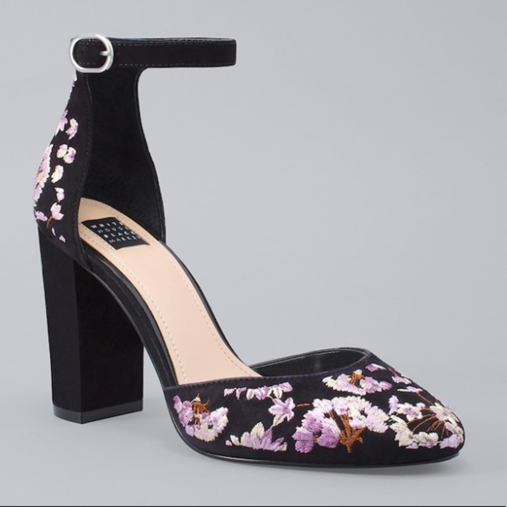 SEE NEW LISTING WHBMđ¤ Suede Heels Embroidered NIB - Picture 5 of 7